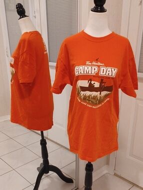4/$40 Tim Hortons Orange "Camp Day" Tee - Size Medium